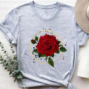 Short Sleeve Graphic T-shirt Women Summer Clothes Clothing Flower Sweet 90s Style Print T Shirt Fashion O-neck Tee Top