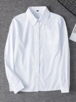 Zoki White Women Shirt Fashion Long Sleeve Casual Turn Down Collar Female Blouse Loose Pocket Button Office Ladies Elegant Tops