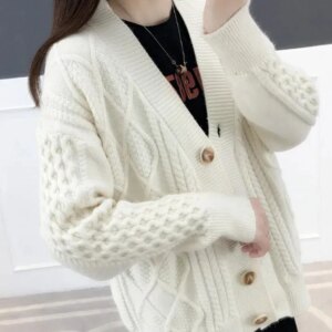 Winter Fall Mid Length Sweater Cardigan Loose Casual Soft Knitwears Coats Solid Color Woman Malhas Outwears New Long Sleeve Tops