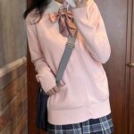 Autumn Pink JK Sweater Cardigan Coat Women's College Style Uniform Cardigan Student Cute Knitted Sweater