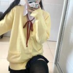 Original anime yellow jk uniform sweater 2025 new autumn and winter Japanese knitted cardigan college style jacket women's top