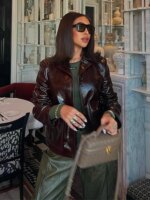 Vintage PU Leather Lapel Jackets Women Casual Loose Single Breasted Jackets Female 2025 Spring Chic High Street Outwear Tops