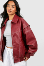 Vintage Solid Lapel Collar Zipper Women's  Leather Jacket Casual Fashion Lapel Long Sleeve Coat  2024 Autumn Winter Outwear Tops