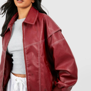 Vintage Solid Lapel Collar Zipper Women's  Leather Jacket Casual Fashion Lapel Long Sleeve Coat  2024 Autumn Winter Outwear Tops
