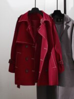 SuperAen Elegant Solid Color Trench Women's 2023 Autumn New England Style Vintage Turn-down Collar Loose Casual Coat