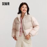 Semir Down Jacket Women Short Length Three-Resistant Oversize Winter 2024 New Letter Stand-Up Collar Top