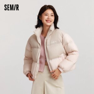 Semir Down Jacket Women Short Length Three-Resistant Oversize Winter 2024 New Letter Stand-Up Collar Top