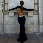 Cryptographic Fashion Bandage Sexy Backless Long Sleeve Dress Outfits Club Party Fall Bodycon Maxi Dresses Birthday Clothes