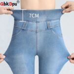 Super High Waist Stretch Pencil Jeans Women Big Size 26-38 Casual Skinny Vaqueros Wash Slim Denim Pants Spring Cowboy Spodnie