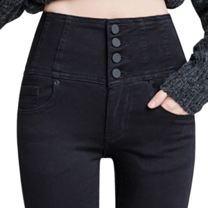 Button Fly Jeans High Waist Front for Women Tummy Control Stretch Denim  Black Petite XS - 4XL  Dress Pants With Pocket ouc433