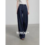 TOYOUTH Women Denim Jean 2025 Spring New Long Pants P8518061