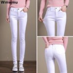 Spring Women's Oversize 34 White Pencil Pants Casual Cotton Leggings Trousers Office Slim Pantalones Elegant Stretch Sweatpant