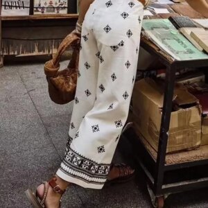 Vintage Women Loose Boho Linen Pants 2023 Summer Fashion Ladies Vocation Soft Embroidery Trousers Female Casual Bottoms Chic