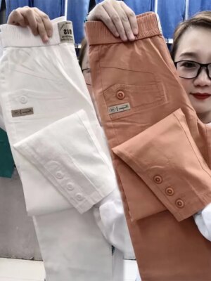 Women Cotton Linen Harun Pants Summer Loose New 2023 Ladies High Waist Versatile Thin Slim Casual Pants Female Nine-Point Pants