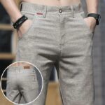 Spring Summer Men Thin Linen Straight Pants Streetwear Fashion New Business Casual Pockets Slim Big Size Male Versatile Trousers