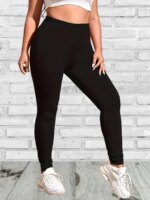 Plus Size Solid Elastic Waist Leggings Women's Solid Colour Casual Skinny Simple Comfortable Yoga Pants Leggings Fitness Pants