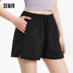 Semir Casual Pants Women Cool Feeling Loose Slimming 2025 New Summer Moisture Wicking Split Hem Textured Shorts Minimalist