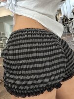 Women s Lace Trim Elastic Waist Pajama Shorts with Ruched Detail - Soft and Comfortable Sleepwear Bottoms for Summer Casual Wear