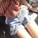 Summer Women's Cute Bow Tie Lace Denim Shorts Sweet Girl Street High Waist Trousers Female Fashion Wide Leg Straight Mini Pants