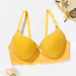Beauwear Hand Shap Foam Pad Bra Push Up Solid Color Floral Lace Bras for Women Underwire Brassiere 75B 80B 85B