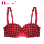 Mierdise Woman Underwear Red Plaid Bra Everyday Fashion Push Up Bra Sexy Lingerie