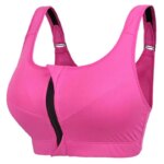 Solid Color Sports Bra Gathered Without Steel Ring Running Vest Fitness Front Zipper Tops Sexy Shockproof Women's Underwear