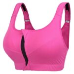 Solid Color Sports Bra Gathered Without Steel Ring Running Vest Fitness Front Zipper Tops Sexy Shockproof Women's Underwear