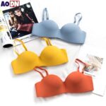 One Piece Seamless Bra Without Steel Ring Women's Underwear Detachable Shoulder Straps Gathered Bralette Anti Slip Brassiere