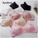 Women embroidery Cotton Bra sexy lingerie lace underwear bras comfortable bralette Hollow out No rims unlined mom bras C23