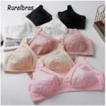 Women embroidery Cotton Bra sexy lingerie lace underwear bras comfortable bralette Hollow out No rims unlined mom bras C23