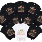 Custom Birthday Princess T-shirt DAD MOM Brother Sister Family Gathering Tees Girls Birthday Party Tshirt Aesthetic Clothing Top