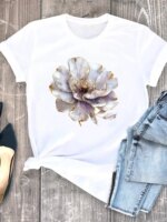 Women Clothing Trend Cute 90s Fashion White Tee Clothes Print Womens Casual Ladies Graphic T Short Sleeve O-neck T-shirts