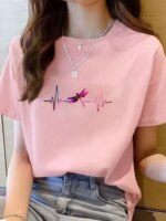 Clothing Graphic T-shirt Tee Top Fashion Summer O-neck Dragonfly Trend Cute Print Short Sleeve T Shirt Women Clothes