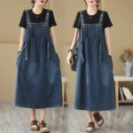 Oversized Women's Denim Skirt Spring Autumn Casual Suspenders Dress Cowboy Sleeveless Dress Female Long Adjustable Slip Dresses