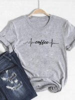 Coffee Letter Style Cute Tee Basic Clothing Women Clothes Print T Shirt Summer Top Fashion Short Sleeve Graphic T-shirt