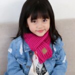 Simple Solid Color Knitted Scarf for Winter Children's Warm Scarf