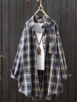 Plus-size Women's Top Black and White Plaid Polo Collar Shirt Spring and Summer Commute To Wear with 2025 Explosion