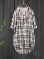 Spring Large Size Shirt New Fashion Plaid Button Travel Must-have Shirt POLO Collar