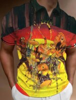 2024 new men t-shirt fashion casual home polo shirt 3d printing drum music printing men's street lapel button polo short sleeve