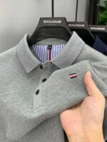 Summer 2024 New High end Embroidered Polo Collar Casual Men's Polo Shirt Short sleeved Solid Color Designer Men's Top T-shirt