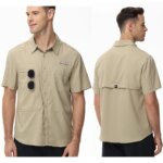Men's Breathable Fishing Shirts, UPF 50+ Short Sleeve Casual Cargo Fishing Shirt, Button Down Tactical Shirts Blouse for Outdoor