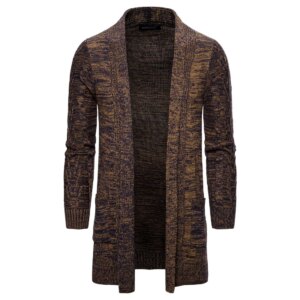 Men's Long Knitted Sweater Coats Casual Cardigan Men's X-long Knitted Cardigan Coat Solid Color Sweatercoat