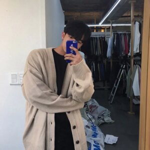 Knitted Sweaters For Men Solid Color White Man Clothes Coat Plain Jacket Cardigan X Korean 2024 Autumn Elegant Comfortable S A