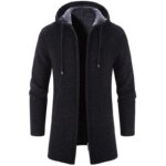 2023 Winter Fleece Cardigan Men Thick Hooded Long Sweaterscoat Male Warm Knitted Sweater Jackets Men Causal Outwear Windbreaker