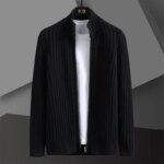 Korean Casual Men Solid Color Cardigan Sweater Spring Autumn High-quality Zipper Long Sleeved Sweaters Coats Knitwear Tops