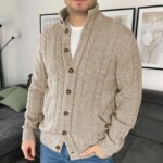 Winter Men Knitted Sweater Stand Collar Cardigans Man Casual Sweatshirt Fashion Coat Jacket Knit Cardigan Jumper Mens Clothes