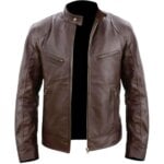 Male Leather Jacket Cafe Racer Slim Fit Retro Faux Leather Brand Men's Jackets Fashion Motorcycle Leather Coat Men's Clothing