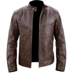 Male Leather Jacket Cafe Racer Slim Fit Retro Faux Leather Brand Men's Jackets Fashion Motorcycle Leather Coat Men's Clothing