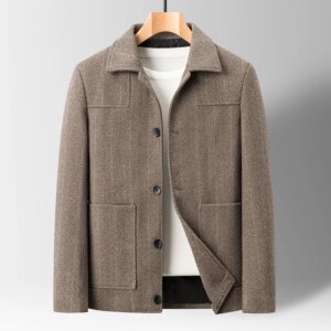 Classic Mens Office Dress Jackets Quality Casual Business Lapel Windbreak Coats Top Autumn Winter Blended Wool Jacket Streetwear