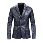Business Casual Blazers Coat Red Blue Khaki Spring New Black PU Suit Jacket Men's Fashion Slim Leather Jacket for men